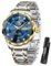 OLEVS Bicolor Armbanduhr für Herren Edelstahl Analog Herrenuhren Metallarmband Großes Blau Zifferblatt Männer Uhr Wasserdicht Leuchtende Business Kleid Herren Uhren mit Datum Diamant Geschenke