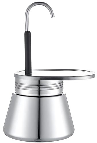 Caffettiera per moka da 3 tazze, in acciaio inox, caffettiera italiana con beccuccio singolo