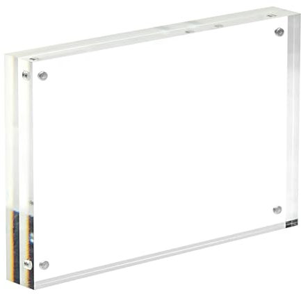 Hinapan Marco de fotos acrílico transparente, sin marco, magnético, doble cara, 9 x 13 cm