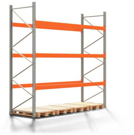 REGALWERK Palettenregal Artus - Grundregal mit 4 Ebenen - Fachlast 3.000 kg - 3.500 x 3.600 x 1.100 mm (HxBxT) - Schwerlastregal