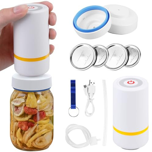 Juego de envasadora eléctrica al vacío para tarros de conserva, para apertura ancha y normal, sellador al vacío para tarros con abridor de tapas y máquina de envasado al vacío para almacenamiento y