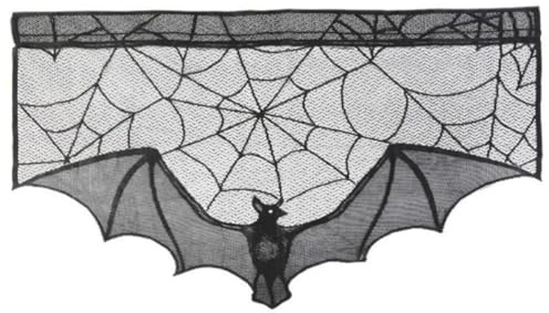 UKCOCO Halloween Türvorhang mit Fledermaus Design: Schwarzer Spitzen Vorhang für Fenster und Türen 37x22 Zoll - Dekorativ für Gruselige Halloween Partys, Indoor und Outdoor Dekoration​​