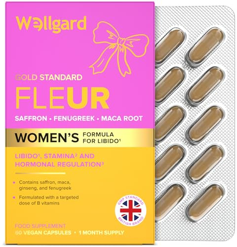 Wellgard Fleur Libido Booster for Women, 60 Capsules | Saffron, Maca, Fenugreek, B6, B12 & Magnesium, Vegan