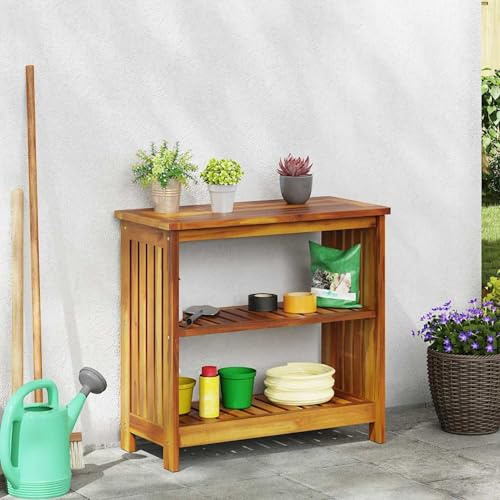 Gecheer Garten-Schrank mit Regal mit Speicher Braun 75 x 35 x 70cm, Outdoor Schrank Haushalts Gartenschrank für Garten Terrasse Balkon