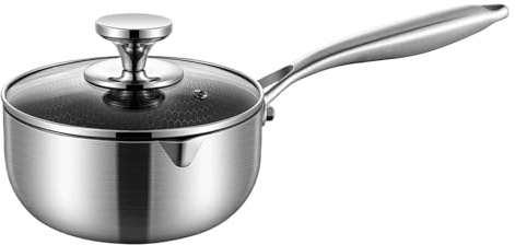 Pentola in acciaio inossidabile – Casseruola per latte con rivestimento antiaderente a nido d'ape, coperchio | Vapore antiruggine per ebollizione, cottura a vapore, birra, facile da pulire, uste
