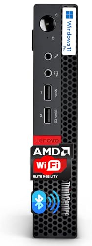 Lenovo ThinkCentre Micro ordinateur de bureau, 8 Go de RAM DDR4, disque SSD 512 Go, processeur et graphique AMD, prise en charge double écran, Wi-Fi, Bluetooth, USB, RJ-45, Windows 11 Pro, qualité