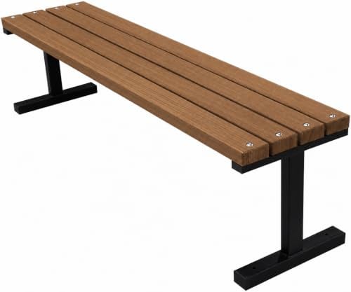 Primario Grande Gartenbank Holz ohne Rückenlehne, 150 cm - Braun | Massives Fichtenholz & pulverbeschichteter Stahl, bis 500 kg, wetterfest, Sitzbank für Garten, Terrasse & Park, Boston-BO