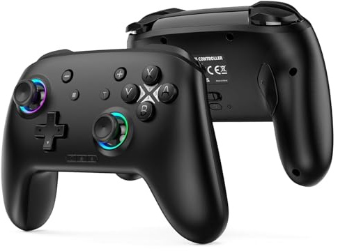 Switch Wireless Controller für Switch 2/Switch/Lite/OLED/PC, Switch Pro Controller mit Hall Joysticks/6 Achsen Gyroskop/Dual Vibration/Turbo/RGB Licht, Bluetooth Controller Kompatibel mit NS/PC/iOS