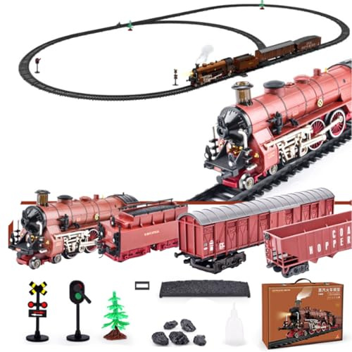 Weihnachts Elektrische Zug mit Waggons Gleis Schienen, Dampfzug Eisenbahn Weihnachtsbaum Elektrisch, Under Tree Weihnachts Eisenbahn mit Schienen, Dampf, Licht & Sound Geschenk