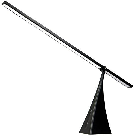 Trango LD395 Design LED Tischleuchte - 3 Stufen dimmbar mit USB Port, Schreibtischlampe *STRAIGHT* inkl. 13 Watt LED Modul - 4000K neutral weiß, Schreibtisch Lichtleiste geraden Form, Lampe in Schwarz