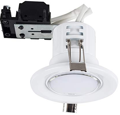 MiniSun | Modern Fire Rated Gloss White GU10 Recessed Ceiling Downlight/Spotlights | Recessed Lighting, Home Décor Essential | Pack of 10 | Includes Bulb [3000K Warm White] | Mains Wired