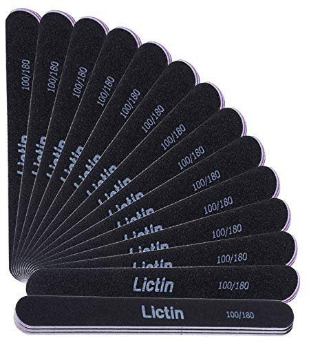 Lictin Pack of 16 Professional Nail Files Washable Double Sided Emery Board (100/180 Grit)