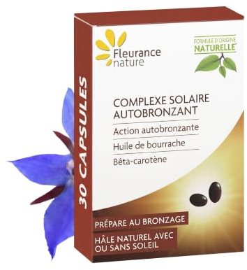 Complexe Solaire Autobronzant | Préparateur Solaire |2-en1 | 30 Capsules | Teint Hâlé Progressif | Caroténoïdes Naturels | Huile de Bourrache | Vitamine E | Zinc | Cuivre | Fleurance Nature | France