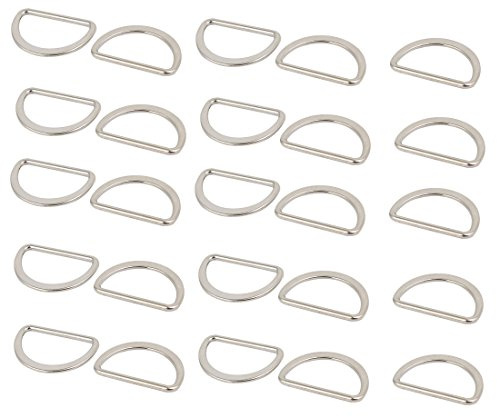 sourcing map 25Stk 30mm Innenbreite Zinklegierung Flach D Form geschweißter Ring Silberton de | 30mm Innenbreite, de