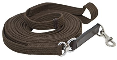 Horse Fare Products Brown Cotton Lunge Line with Leather Strap