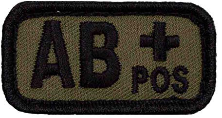 Café Viereck ® Bundeswehr Blutgruppe Patch Gestickt mit Klett - 5 cm x 3 cm (Oliv - AB+)