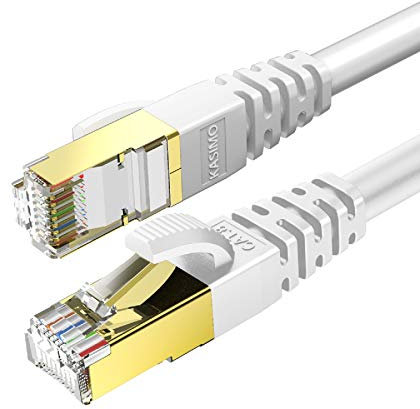 KASIMO CAT 8 Ethernet Cable 5M Round Network Internet Ethernet LAN Cable,High Speed 40Gbps 2000Mhz SFTP LAN Wires Internet Patch Cable with RJ45 Gold Plated Connector for Switch/Router/Modem