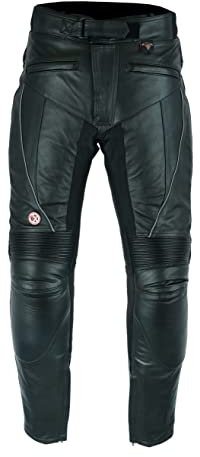 Texpeed motorradhose leder wasserdicht herren mit protektoren - Schwarz Vollnarbiges Lederhose echtleder mit rüstung (EN 1621-1) Biker gepanzerte - XXL Taille/Regülar Bein