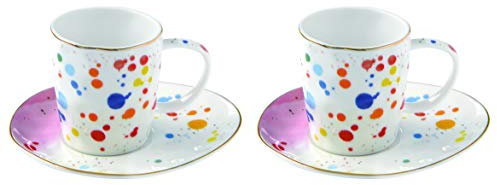 Coffret 2 Tasses à Café 12 cl en Porcelaine Colour Splash - 2041SPLA - Easy Life