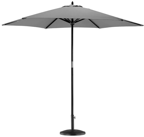 Harbour Housewares Jardin Parasol et de Base - Grand 6 nervuré Toile Pare-Soleil - Poulie Opéré - Gris/Noir - 2.7m
