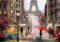 wandmotiv24 Fototapete Gemälde Menschen in Paris, XXL 400 x 280 cm - 8 Teile, Wanddeko, Wandbild, Wandtapete, Abstrakt Kunst M5979