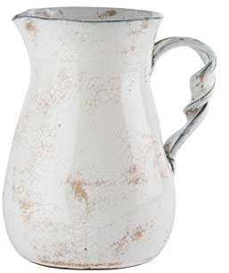 L'Oca Nera - Vaso brocca in Terracotta sbiancata Lucida graffiata Effetto Vintage