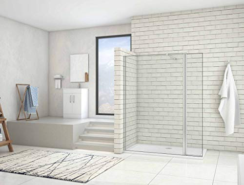 AICA paroi de douche 120x200cm+40x200cm paroi de douche à l'italienne avec un retour de 40cm et une barre de fixation extensible