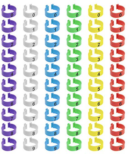 EMSea 60 Stück Geflügel Fußringe Papagei Beinbänder Tauben Identifikation Öffnungsring 20mm Nummerierter Clip