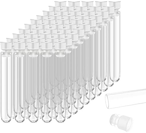 50 Pack Plastic Test Tubes,Plastic Sample Test Tubes Gift Tubes with Caps, Empty Test Tubes With Lids, Transparent Plastic Test Tubes With Lids Test Tube for Powder Liquid DIY Birthday Present
