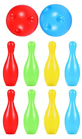 STOBOK Kinder Bowling Set Bowling Pins Ball Spielzeug Enthält 8 Klassische Pins Und 2 Bälle Indoor Und Outdoor Spiele für Kleinkinder Kinder im Vorschulalter Und Schule- Alter Kind