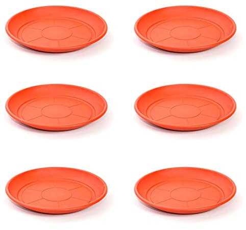 Acan Pack de 6 Platos de plástico de Color marrón para macetas de 30/40 cm mediterránea. Set de 6 bandejas Redondas para tiestos válidas para Interior o Exterior. Juego de 6 Piezas para jardinería
