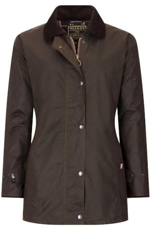 WALKER AND HAWKES - Victoria - Damen Country-Jacke gewachst - für die Jagd geeignet klassischer Stil - Braun - EU 46 (UK 18)