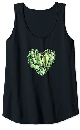 Damen Niedlicher Kaktus, Liebesherz-Oberteil für Frauen, Sukkulenten, Fukulenten Tank Top