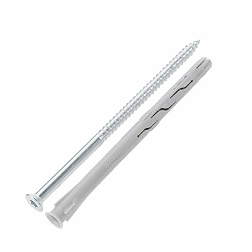 Rahmendübel + Senkkopfschraube Verzinkt. ETA-Zulassung - Nylondübel/Fassadendübel (8 x 100 mm - 10 Stück)