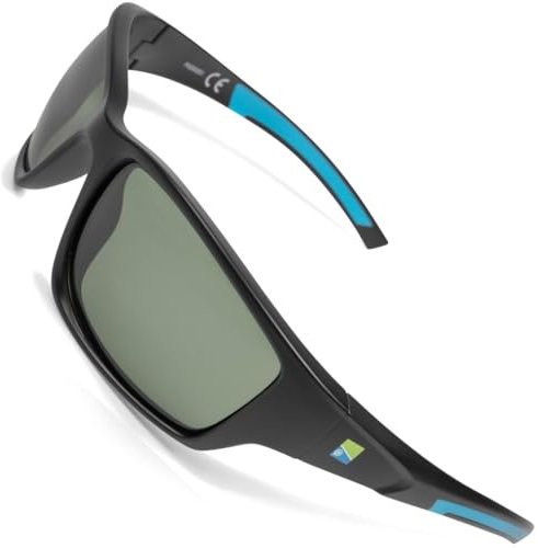 Preston Polbrille für Angler Floater Pro Polarised Sunglasses, Modell:grüne Gläser/schwarzer Rahmen