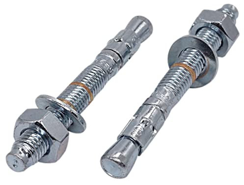 Confezione da 4 tasselli a cuneo M12 x 90 mm, tasselli in metallo, bullone passante, fissaggio in muratura, ancoraggio di espansione per calcestruzzo (4, M12 x 90 mm)