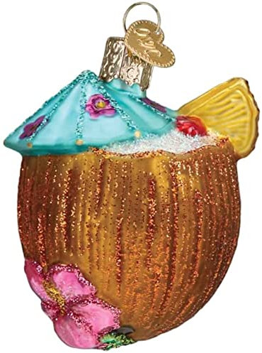 Old World Christmas Décoration en Verre soufflé en Forme de Noix de Coco Tropicale pour Sapin de Noël