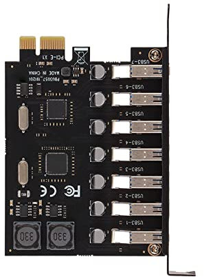 Tarjeta de Expansión PCIE a USB 3.0, Fuente de Alimentación 4a de Alta Velocidad de 5 Gbps Via Chip PCB con 7 Puertos USB 3.0 para Soporte de Tarjeta Host de PC de Escritorio