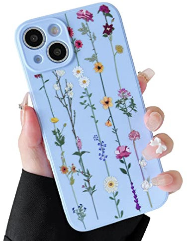 ZTOFERA Floral Soft Case Compatible with iPhone 13 for Girls Women, Ultra Slim Flexible Silicone Protective Phone Case with Cute Climbing Flowers Pattern Shockproof Bumper Cover for iPhone 13, Violet