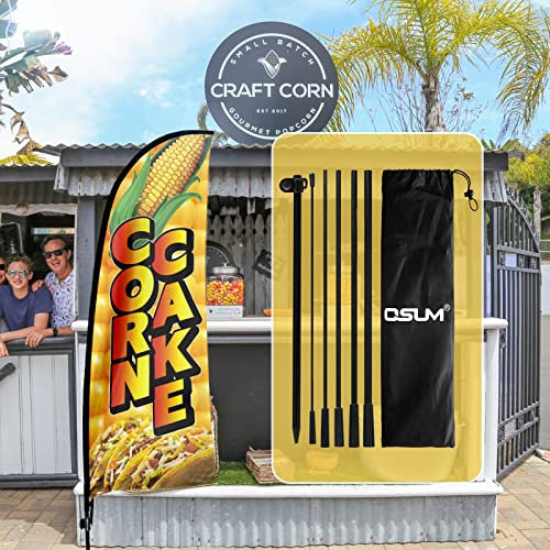 QSUM Corn Cake Werbung Swooper Flagge Schild, Maiskuchen Feder Flagge Pole Kit mit Erdspieß, 2,1 m Werbung Feder Banner Schild für Mais Kuchenladen Geschäft