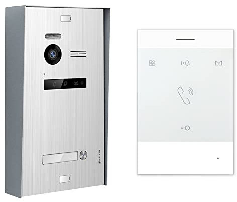 Nonic BALTER EVO Aufputz Video-Türsprechanlagen Set 1 Familienhaus (1x Türstation mit Kamera Schwarz, 1x Talk Analoge Sprechstelle, 2-Draht BUS, 150° Weitwinkel-Kamera, Türöffner- & Interkom-Funktion)