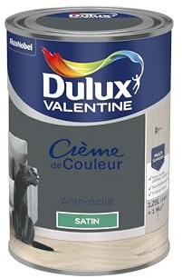 Dulux Valentine Crème de Couleur - Peinture multi-supports intérieure - Satin Anthracite 1,25 L