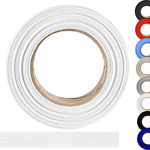 ME:NaMa Schrägband aus 100% Baumwolle - 10 m x 20 mm (gefalzt) - Hochwertiges Einfassband, Baumwollband, Schrägband - Ideal zum DIY-Nähen - In Belgien hergestellt, auf Einer Rolle (Weiß)