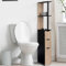 IDMarket - Meuble WC étagère bois WILLY 3 portes noir et hêtre