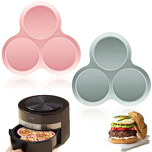 JINGEGECOME Silicone Egg Molds and Muffin Pan, Food Grade, Non-stick, Reusable, BPA Free, Pink and Blue