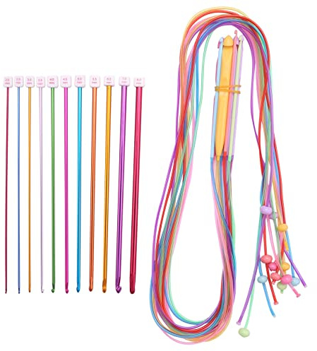 Hausdec 23 Pcs Tunisian Crochet Hook Set Include Plastic Cable Afghan Crochet Hook and Tunisian Afghan Aluminum Knitting Needles