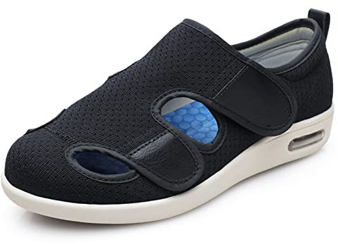 ASRJ Pantoufles pour diabétiques pour hommes, pieds larges chaussons orthopédiques légers respirants fermetures réglables pieds gonflés arthrite chaussures