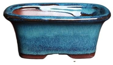 Wensmy 2pcs Glaze Bonsai Pots Ceramic Modern Glaze Succulent Planter Pot with Drainage Hole Vintage Bonsai Mini Glazed Pots Cactus Flower Container Bowl Garden Decoration (10.7x7.7x4.5cm)