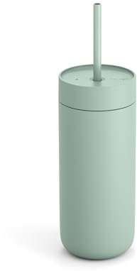 Fellow Carter Cold Reisebecher für Wasser, Eistee, Kaffee, Smoothies, Eiskaffee und mehr, vakuumisolierter Eiskaffeebecher aus Edelstahl mit auslaufsicherem Deckel und Strohhalm, 590 ml, Minzgrün