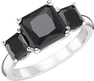 Giorgio Martello Milano Ring Mit Zirkonia Steinen, Silber 925 Schwarz, 52 925 Sterling Silber